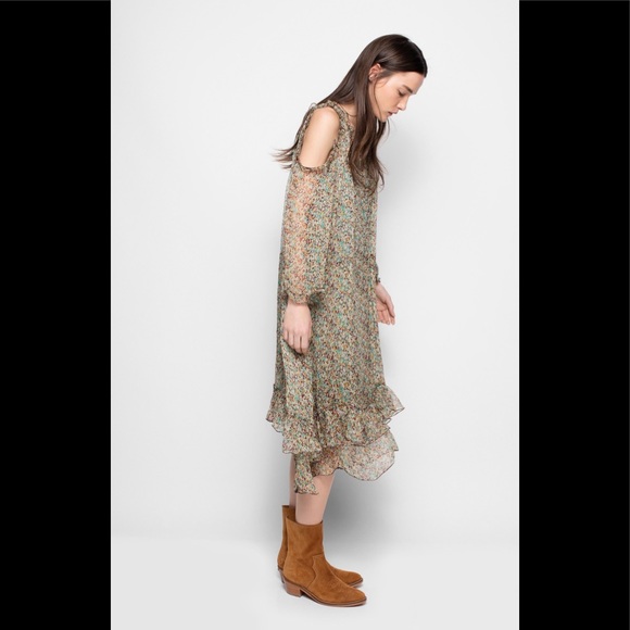 Zadig & Voltaire Reef print sheer chiffon silk dress M - Picture 2 of 16